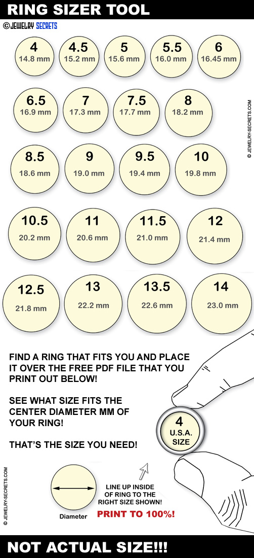 printable ring sizer for women