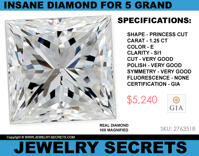 INSANE PRINCESS CUT DIAMOND FOR 5 GRAND – Jewelry Secrets